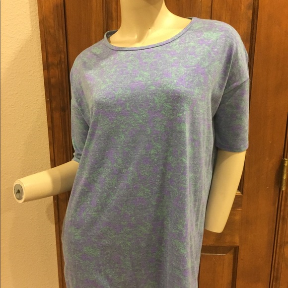 LuLaRoe IRMA Short Sleeve Tee T-Shirt Tunic XXS Purple Green Floral 3/$20 SALE! - Picture 7 of 10